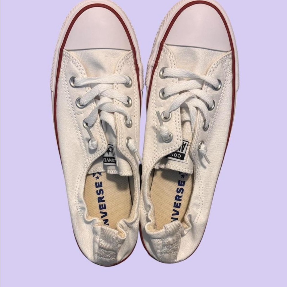 Converse White and Red Low-Top Sneakers
